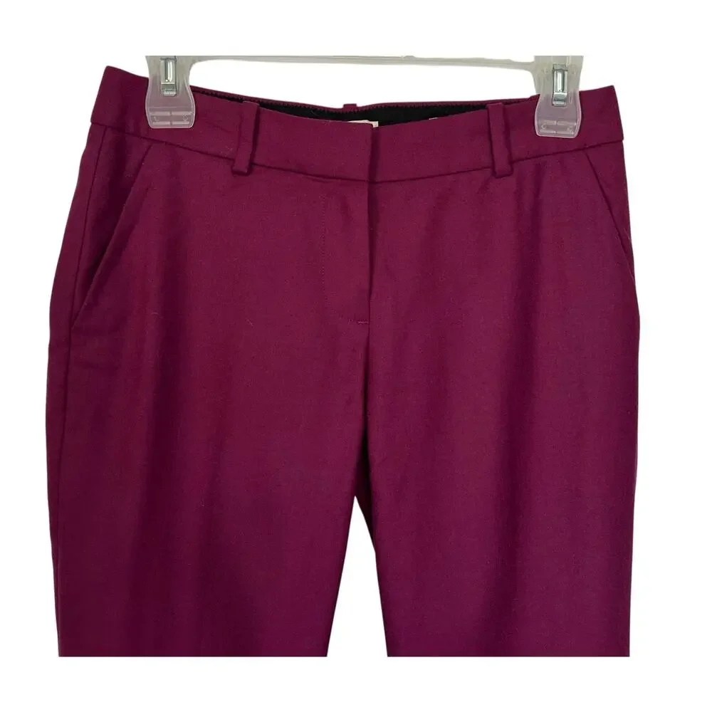 J. Crew Pure Wool Cafe Capri Ankle Pants Burgundy 51414 Petite Size 00
